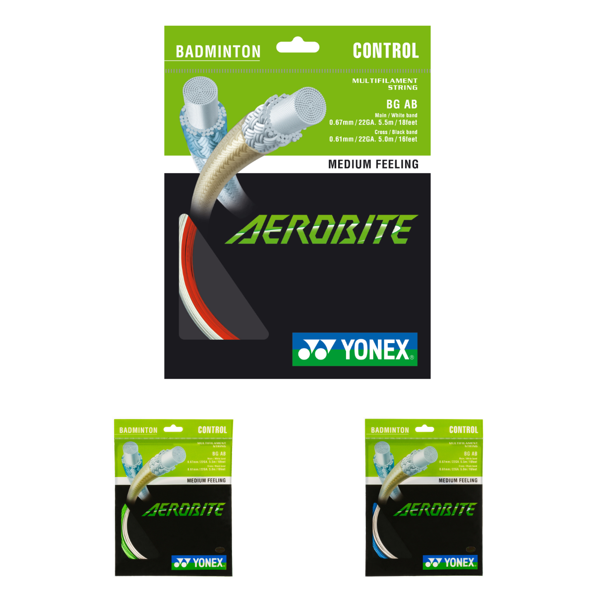 YONEX Badminton Saite - 16 BG AEROBITE SET